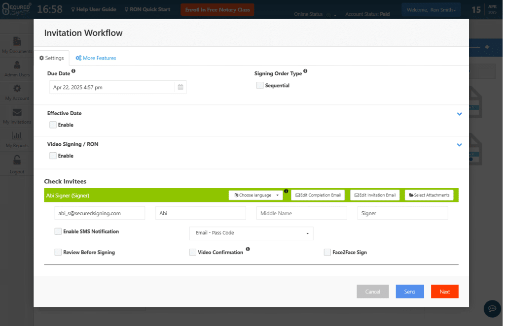 WeSign - Invitation Workflow