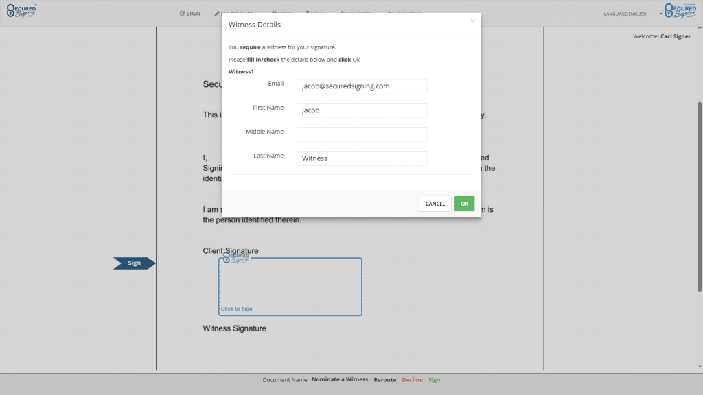 Nominate a Witness - Add Witness Details