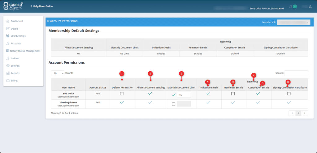Default Membership Settings - Enterprise