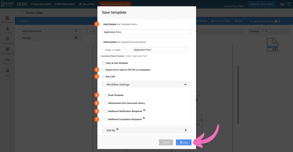 FormFiller - Workflow Settings
