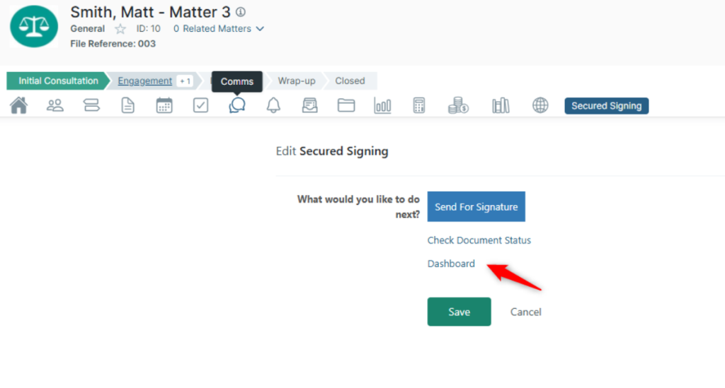 Here you can see your In Progress documents and your Signed documents.