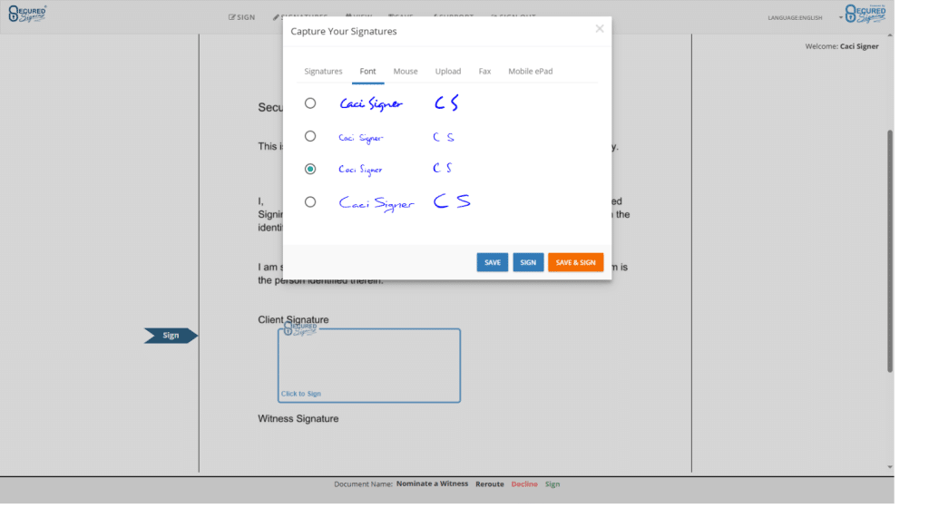 Nominate Witness - Capture your Signature
