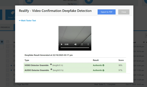 the results and download a PDF report in your account