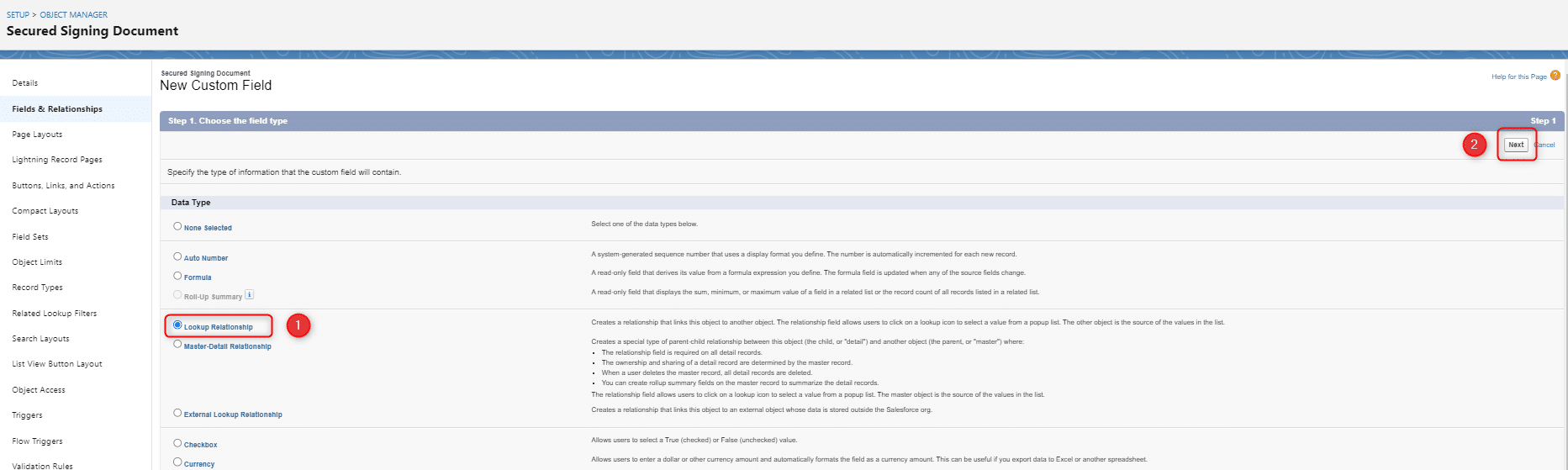 Create the lookup field for Salesforce support page