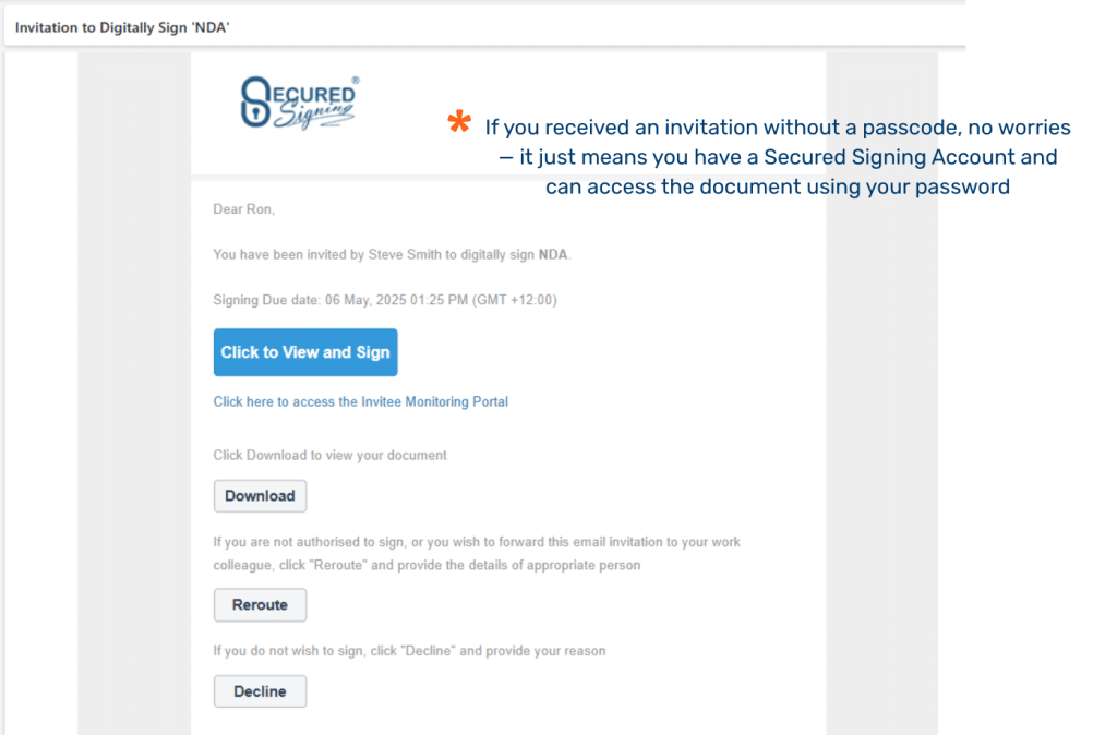Sign as Invitee - User