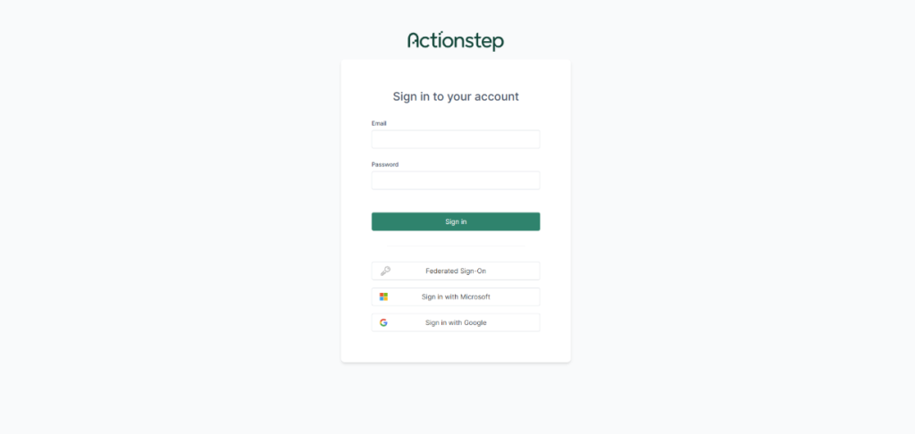 Step 3 log into Actionstep