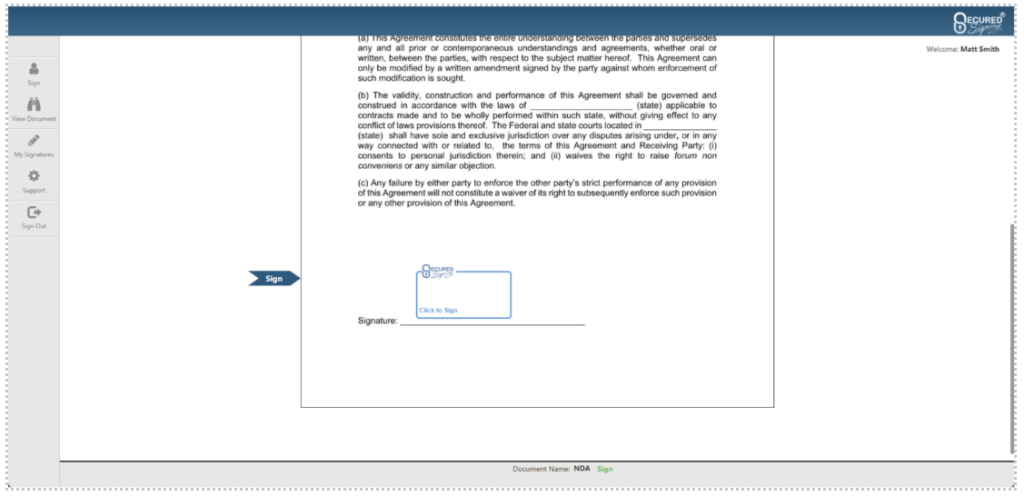 Step 5: Invitee signs the document Actionstep