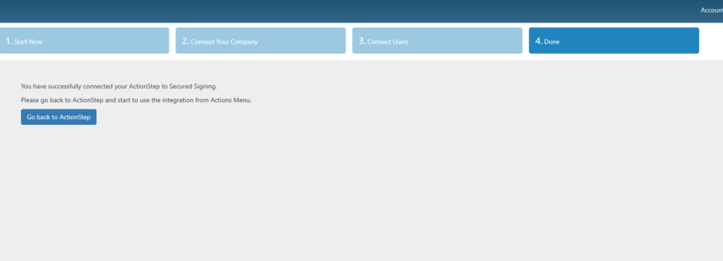 Step 6 Set-up Company Account Successfully