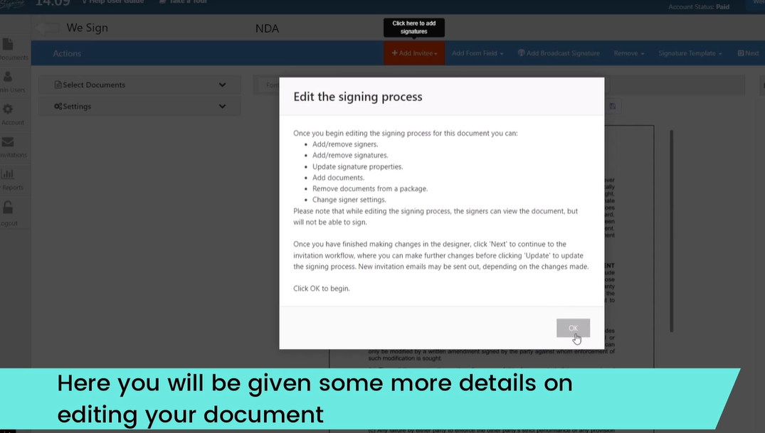 edit signing process details