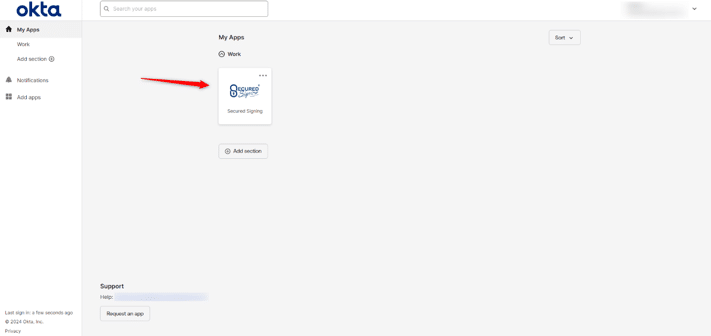 find secured signing from my apps in okta