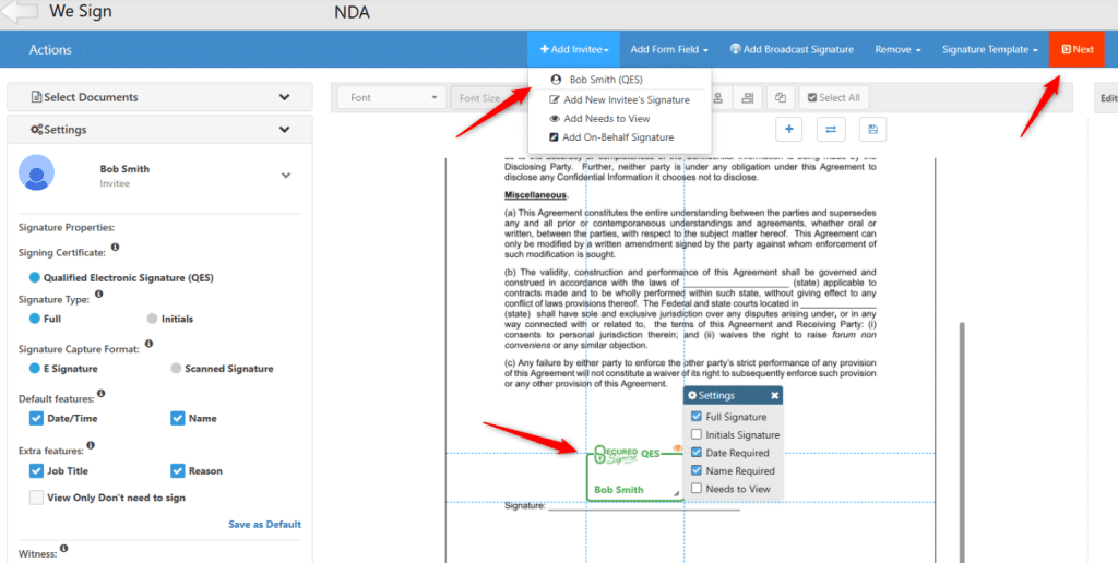 How to add a QES signature and sign with I Sign