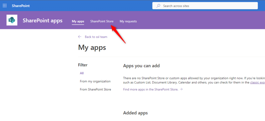 sharepoint online with secured signing step 02 - sharepoint store